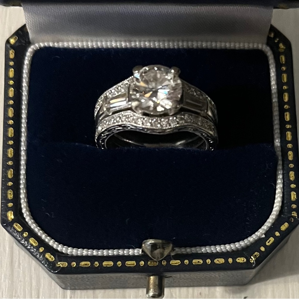 💍2.17cw  DIAMOND, 14k gold engagement & wedding ring set ($38450)
